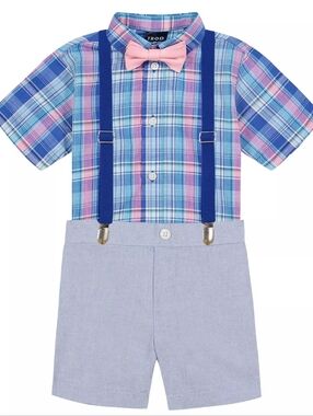 Baby & Toddler Boy IZOD 4 Piece Suspenders Shirt Set